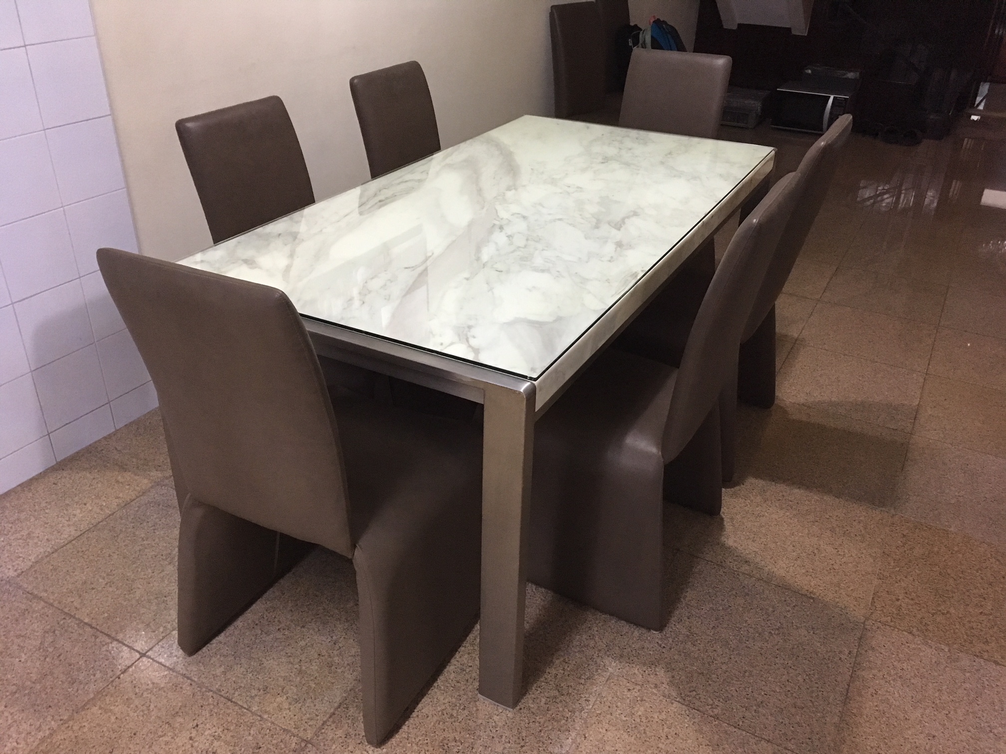 marble kitchen table with chair